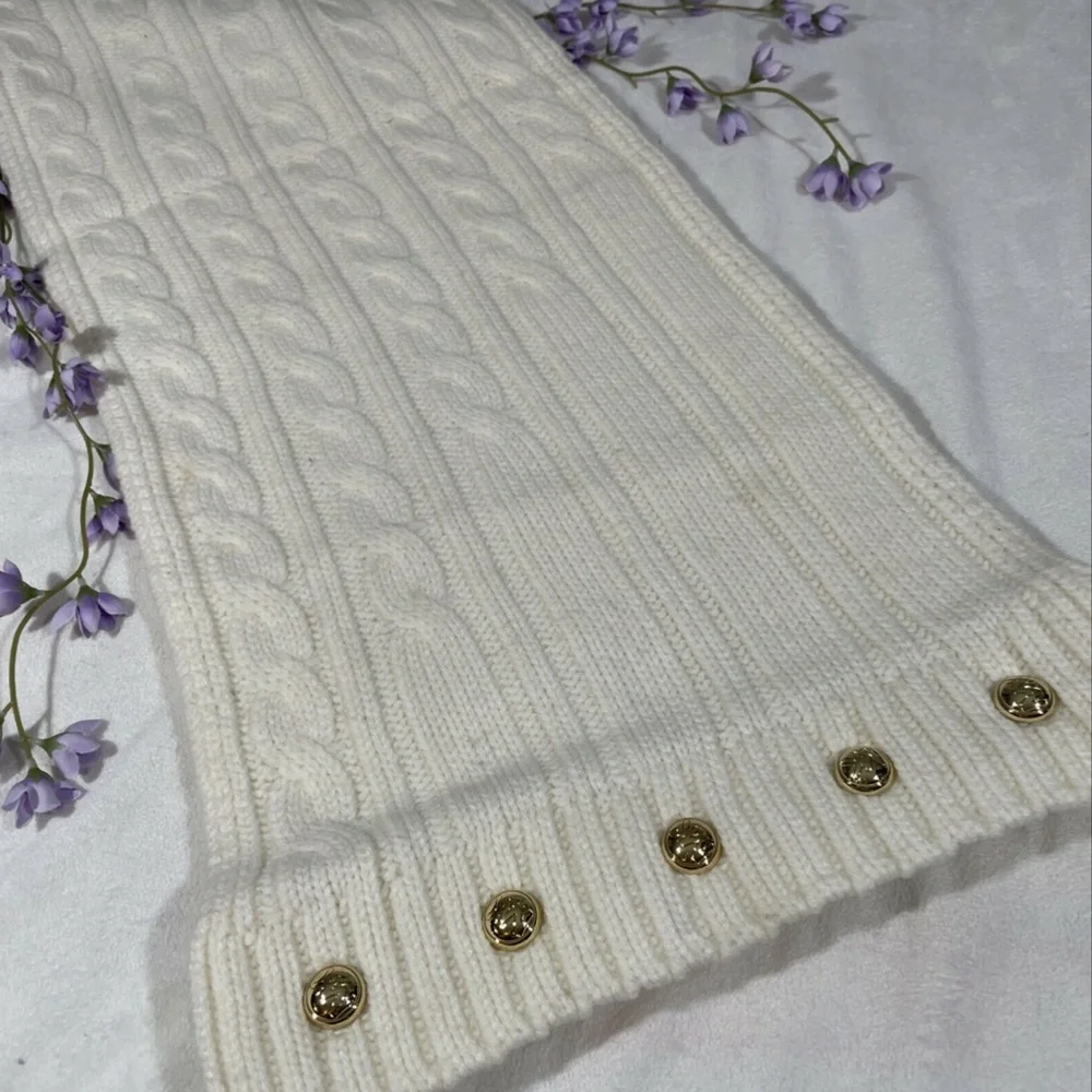 NEW MICHAEL Michael Kors‎ Buttoned Cable Knit Infinity Scarf in Ivory